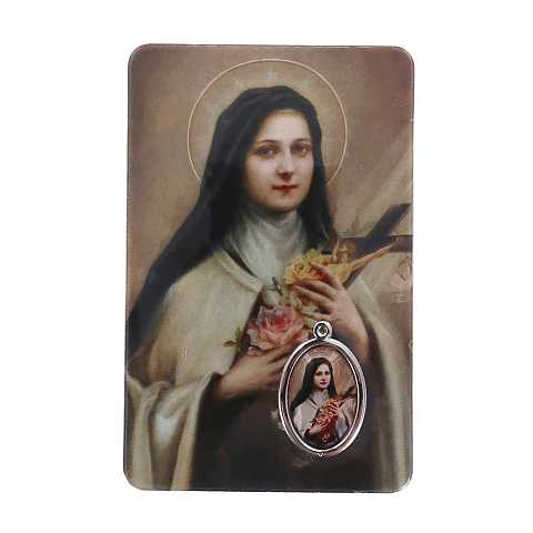 Card Santa Teresa di Lisieux in PVC - 5,5 x 8,5 cm - francese