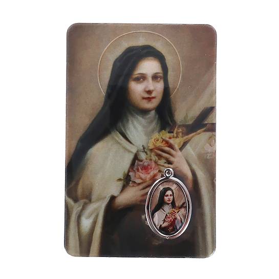 Card Santa Teresa di Lisieux in PVC - 5,5 x 8,5 cm - polacco