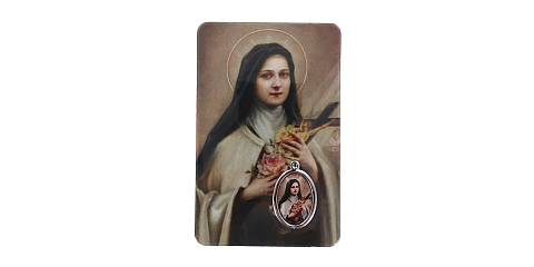Card Santa Teresa di Lisieux in PVC - 5,5 x 8,5 cm - portoghese