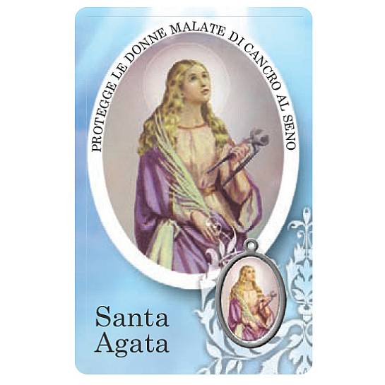 Card Sant Agata della guarigione in PVC - 5,5 x 8,5 cm - italiano