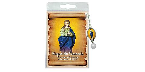 Blister con ciondolo medaglia e perla Madonna della Cattedrale di Granada - spagnolo