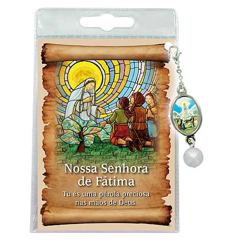Blister con ciondolo medaglia e perla Madonna di Fatima - portoghese