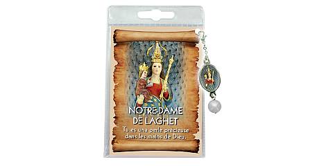 Blister con ciondolo medaglia e perla Madonna di Laghet - francese