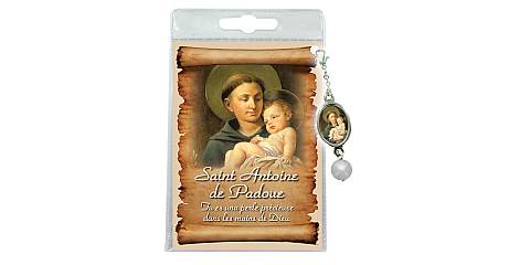 Blister con ciondolo medaglia e perla Sant Antonio di Padova - francese