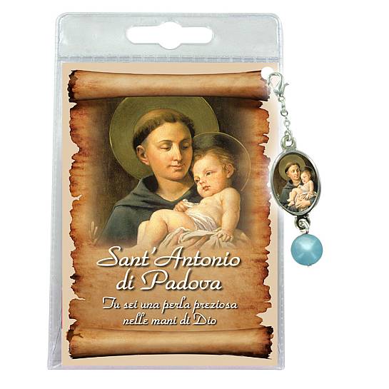 Blister con ciondolo medaglia e perla Sant Antonio di Padova - italiano
