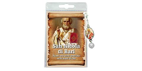 Blister con ciondolo medaglia e perla San Nicola di Bari - italiano