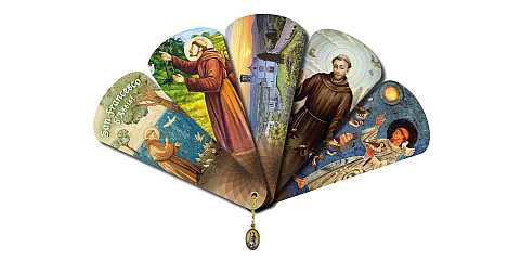 Ventaglio preghiere San Francesco d'Assisi in italiano con medaglietta