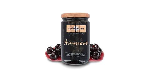 Frutta Candita Artigianale, Amarene Candite Sotto Sciroppo, 390 Grammi / Sgocciolate: 250 Grammi
