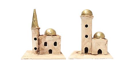 Casette Arabe per Presepe Stile Orientale, Casette Artigianali con Torre per Presepe Bertoni, Varie Dimensioni