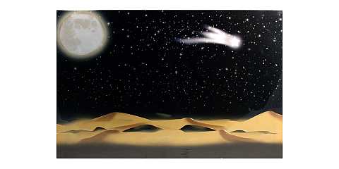 Fondale Cielo Notturno Stellato nel Deserto per Presepe, Sfondo Illuminato da Fibre Ottiche a Pile/Batterie, 60 x 40 Cm