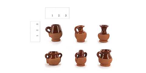 6 Vasetti per Presepe, Elementi Decorativi per Presepe, Terracotta Vetrificata, Altezza 3 Cm