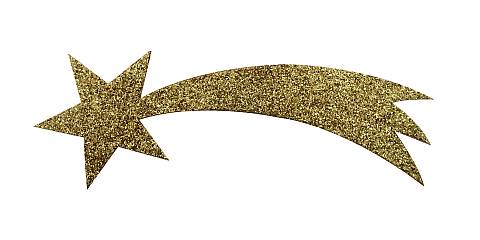 Stella Cometa Dorata per Presepe, Legno/Glitter, Color Oro, 25 x 9 Centimetri