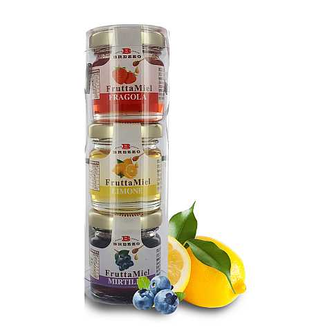 Confezione Degustazione Di FruttaMiel, Miele Aromatizzato Con Frutta, 3 Gusti, Peso Tot. 114 Grammi