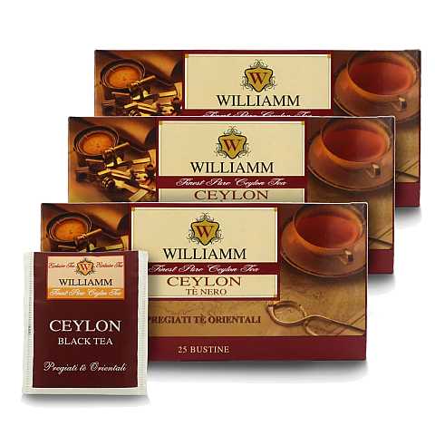 Tè Nero Di Ceylon, 25 Filtri, 50 Grammi - Williamm