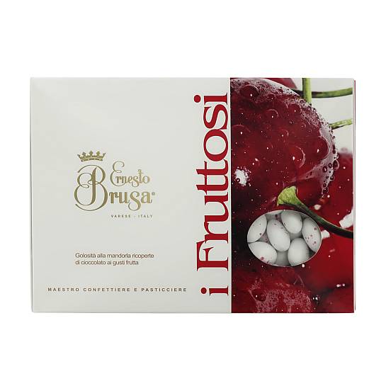 Confetti con mandorla tostata ricoperta di cioccolato bianco al gusto uva fragola, bianchi/rosa - Linea I Fruttosi - 1 kg