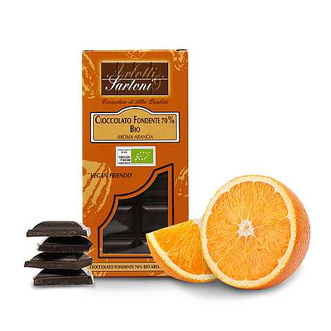 Tavoletta Di Cioccolato Fondente 70% All'Arancia, 90 Grammi