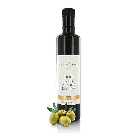 Olio extravergine d'oliva 100% italiano, cultivar: Moraiolo, Leccino e Frantoio - bottiglia da 500ml