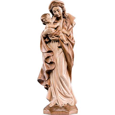 Statua della Madonna Germania da 36 cm in legno con mordente in 3 toni di marrone - Demetz Deur