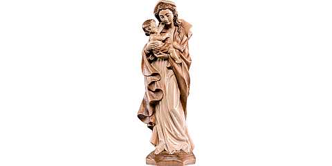 Statua della Madonna Germania da 50 cm in legno con mordente in 3 toni di marrone - Demetz Deur
