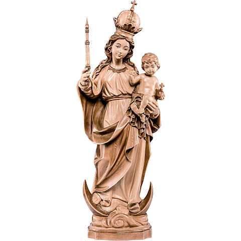 Statua della Madonna Bavarese da 20 cm in legno con mordente in 3 toni di marrone - Demetz Deur