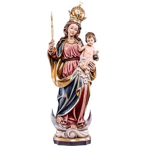 Statua della Madonna Bavarese da 30 cm in legno con mordente in 3 toni di marrone - Demetz Deur