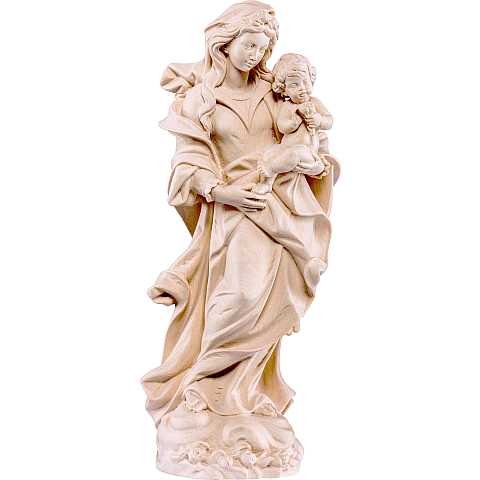 Statua della Madonna con le rose da 50 cm in legno naturale - Demetz Deur