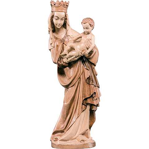 Statua della Madonna di Salisburgo in legno di tiglio, 3 toni di marrone, linea da 70 cm, Madonne Stile Gotico - Demetz Deur