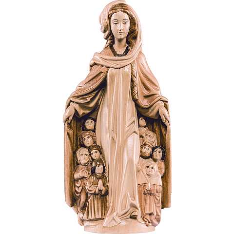 Statua della Madonna della Misericordia in legno, 3 toni di marrone, linea da 50 cm, Madonne Gotiche - Demetz Deur
