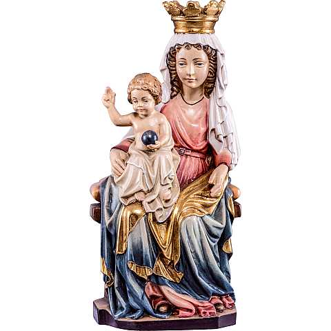 Statua della Madonna di Praga in legno di tiglio dipinto a mano, linea da 80 cm, Madonne Stile Gotico - Demetz Deur