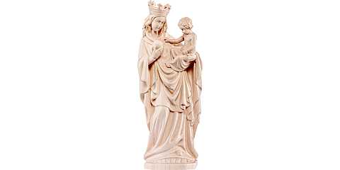 Statua della Madonna di Bressanone in legno di tiglio naturale, linea da 55 cm, Madonne Gotiche - Demetz Deur