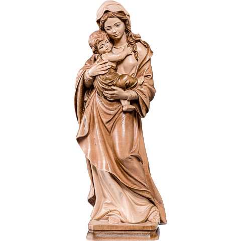 Statua della Madonna Tirolese in legno, 3 toni di marrone, linea da 40 cm - Demetz Deur