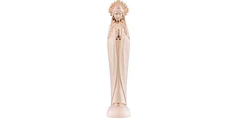 Statua della Madonna stilizzata, linea da 25 cm, in legno naturale - Demetz Deur