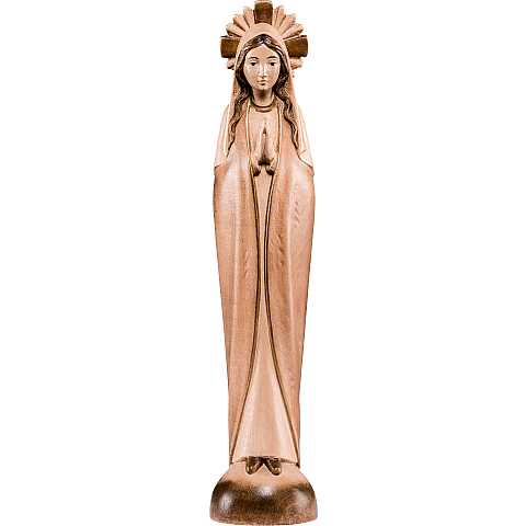 Statua della Madonna stilizzata, linea da 20 cm, in legno, 3 toni di marrone - Demetz Deur