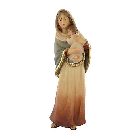 Rilievo della Madonna con Bambino da Parete, Legno in 3 Toni di Marrone, Linea da 55 Cm Circa - Demetz Deur