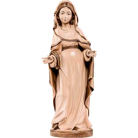 Statua della Madonna incinta in legno, 3 toni di marrone, linea da 20 cm - Demetz Deur