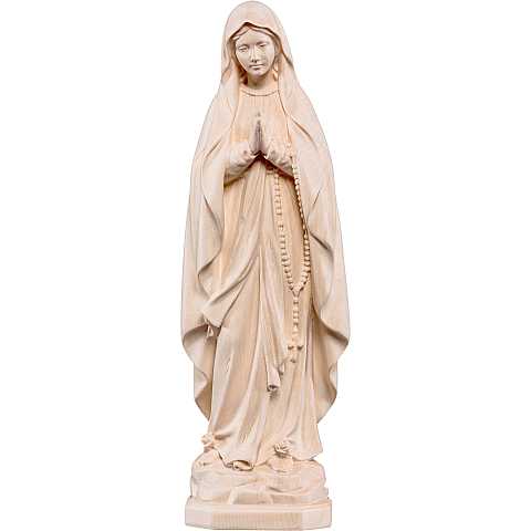 Statua della Madonna di Lourdes in legno naturale, linea da 12 cm - Demetz Deur