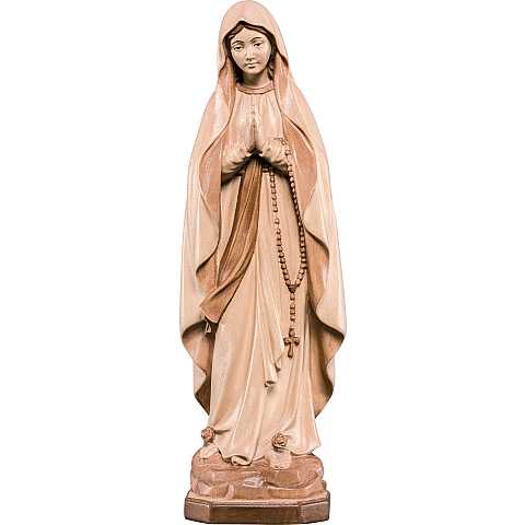 Statua della Madonna di Lourdes in legno, 3 toni di marrone, linea da 15 cm - Demetz Deur