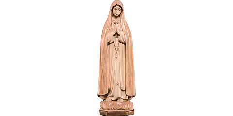 Statua della Madonna di Fátima in legno, 3 toni di marrone, linea da 12 cm - Demetz Deur