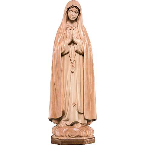 Statua della Madonna di Fátima in legno, 3 toni di marrone, linea da 40 cm - Demetz Deur