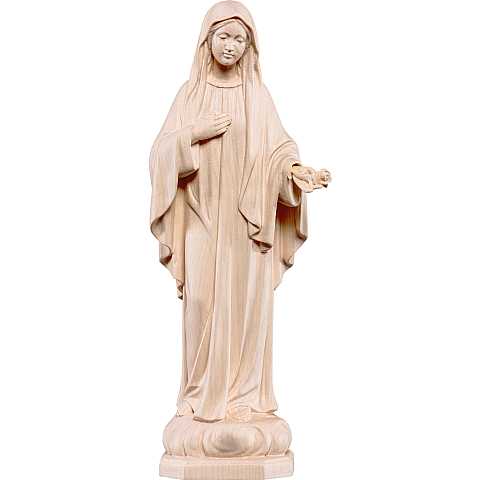 Statua della Madonna Madre della Pace in legno naturale, linea da 12 cm - Demetz Deur
