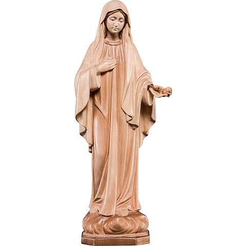 Statua della Madonna Madre della Pace in legno, 3 toni di marrone, linea da 30 cm - Demetz Deur