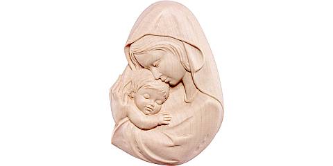 Rilievo della Madonna con Bambino da Parete, Legno Naturale, Linea da 18 Cm Circa - Demetz Deur
