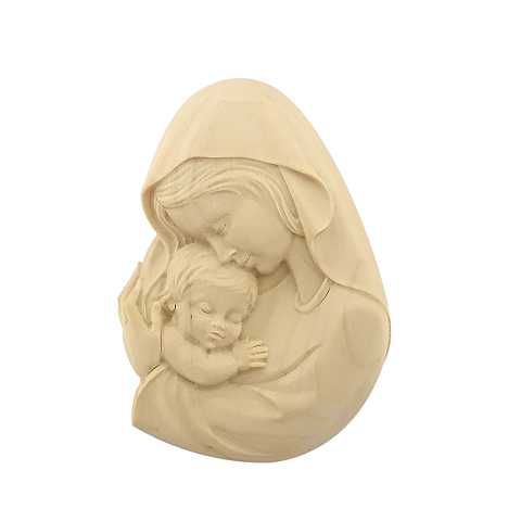 Rilievo della Madonna con Bambino da Parete, Legno Naturale, Linea da 9 Cm Circa - Demetz Deur