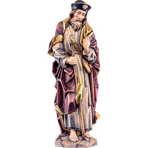 Statua di San Giacobbe in Legno Colorato Dipinto a Mano, Altezza 40 Cm Circa - Demetz Deur
