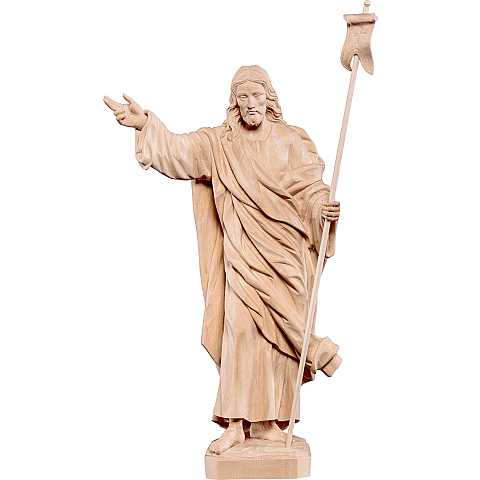 Statua di Cristo Risorto in Legno, Rifinitura Naturale, Altezza 1 Metro Circa - Demetz Deur