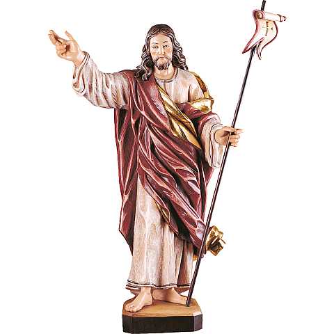 Statua di Cristo Risorto, Legno Colorato Dipinto a Mano, Altezza 30 Cm Circa - Demetz Deur	