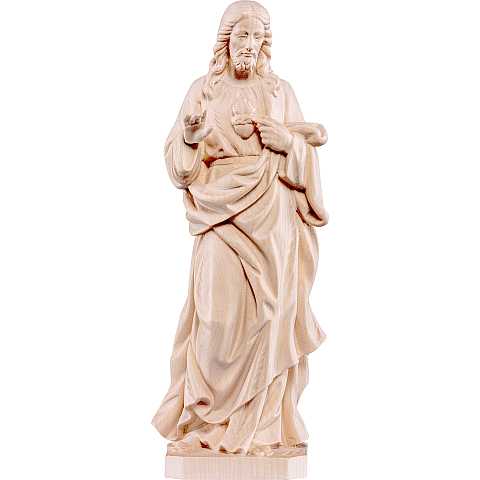 Statua del Sacro Cuore di Gesù in Legno, Rifinitura Naturale, Altezza 17 Cm Circa - Demetz Deur