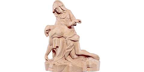 Statua della Pietà in Legno, Rifinitura Naturale, Altezza 50 Cm Circa - Demetz Deur