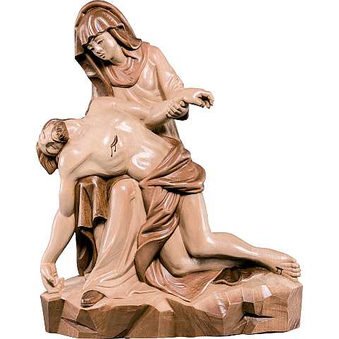 Statua della Pietà in Legno, Rifinitura 3 Toni di Marrone, Altezza 50 Cm Circa - Demetz Deur