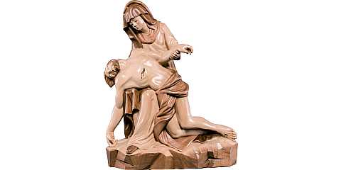 Statua della Pietà in Legno, Rifinitura 3 Toni di Marrone, Altezza 80 Cm Circa - Demetz Deur